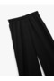 Elastic Waist Wide Leg Black Women's Trousers 6Wal40009Ik - 5