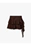 Layered Flounce Polka Dot Mini Chiffon Brown Women's Skirt 6Wak70136Uw
