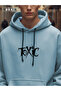 Toxic Printed Light Blue Oversize Hoodie & Black Jogger Tracksuit Set - 3