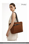 Suede Tan/Brown Shk265 Faux Leather, Single Compartment with Zipper, Belt Detailed Hand, Arm and Shoulder Bag - 7