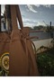 Brown Tote Cloth Shoulder Bag with Drawstring/Tassel Mandala Detail - 5