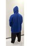 Blue Cobalt Color Oversized Large Size Zippered Wide Fit Oversized 3 Thread Ş Fleece-Lined Cotton Hoodie - 4
