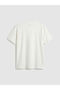 Ecru Crew Neck Bow Printed Women's T-Shirt - 7