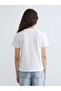 Ecru Crew Neck Bow Printed Women's T-Shirt - 4