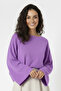 Women's Lilac Batwing Sleeve Soft Texture Boat Neck Knitwear Sweater - 3