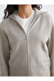 Beige polo collar women's knit cardigan - 3