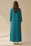 Ribbed Pattern Round Neck Breatable Modest Long Sleeve Elegant Pull Over Abaya Dress For Women's - 3