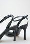 Women's Black Patent Leather Ankle Strap Heeled Shoes - 5