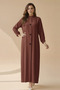 Ribbed Pattern Round Neck Breatable Modest Long Sleeve Elegant Pull Over Abaya Dress For Women's