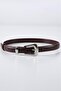 Williampolo Full Grain Leather Silver Buckle Brown Women's Belt - 6