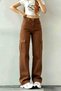 Martini Stretch Fabric Women's Coffee Cargo Wash Super High Waist Loose Leg Denim Loose Palazzo Pants - 2