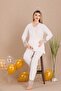 Buttoned V-Neck and Ruffled Leg Detail Long Sleeve Stylish Maternity & Postpartum 2-Piece Pajama Set