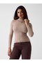 Long Sleeve Turtleneck Priscilla Hair Knit Corded Fabric Knitwear Women Beige Knitwear W6Rr07Z2Yk2-A10L - 5