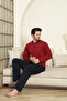 Men's 100% Cotton Pajama Set-Robe and 3 Buttons-12489 - 2