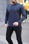 Smoked Crew Neck Basic Men's Sweatshirt