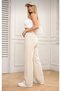 Women's Beige High Waist 100% Cotton Women's Jeans - 2