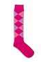 Women's Plaid Premium Knee High Socks - Fuchsia - 7