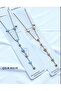 Steel Silver Color Starry Stone Y Model Necklace - 4
