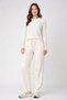 Elastic Waist Pants Look Loose-Fit Wide Leg Women's Sweatpants 8015 Beige - 2