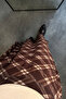 Women's Chiffon Lined Plaid Skirt Brown - 3