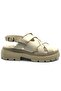 Fevare Genuine Leather Comfort Orthopedic Women's Sandals Beige