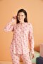 Women's Button-Down Collar Floral Print Long Sleeve Pajama Set - 2