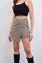 Women's Beige Cross-Tie Shorts Mini Skirt - 7