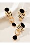 Black Stone Lion Earrings and Ring Set - 3