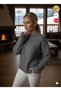 Women's Grey Lightweight Loose Hair Knit Boxy Fit Extra Long Sleeve Sweater S m L Compatible - 3