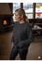 Women's Anthracite Lightweight Loose Hair Knit Boxy Fit Extra Long Sleeve Sweater S m L Compatible - 3