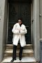 Women's White Fur Double-Breasted Collar Buttoned Oversized Coat Esr001