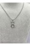 Cat Design Steel Necklace with Stone Details - 3