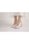 Women's Pearl Drop Stones Embellished Thin Heeled Comfortable Evening Dress Shoes and Bag Combination - 5