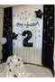 Black and White 2Nd Birthday Party Set – Number 2 Foil Balloon Happy Birthday Banner