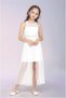 Girl's Waist-Tied Tulle Embroidery Stylish White Evening Dress Graduation Special Occasion Dress - 4