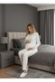 Women's Ecru Stylish Lace Detailed Long Sleeve Buttoned Special Design Maternity Pajama Set - 8