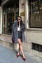 Women's Anthracite Fur Double-Breasted Collar Buttoned Oversized Coat Esr001 - 2