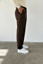Bitter Brown Short-Tongue Double-Legged Italian Cut Gabardine Fabric Trousers - 2