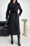 Burgundy Belted Lined Premium Relaxed Fit Women's Cashmere Coat - 5