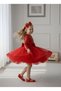 Birthday Party Evening Dress with Long Sleeves, Sequined Velvet Buckle Gten Skirt - 3