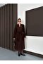 Burgundy Belted Lined Premium Relaxed Fit Women's Cashmere Coat - 5