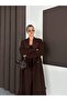 Burgundy Belted Lined Premium Relaxed Fit Women's Cashmere Coat - 7