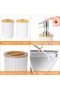 6 Pcs Bathroom Accessories Set, Toilet Brush, Soap Dispenser, Toothbrush Holder, Cup, (White R) - 7