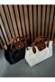 Women's Cream Plush Tote Mini Hand and Crossbody Bag - 4