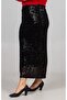 Black Sequin Long Pencil Skirt Lined Stylish Model - 6