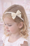 Girl's Lace Bow Hair Band Set – Cream, Red & Powder (3-Piece) - 3
