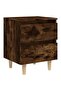Bed Cabinets with Solid Wood Legs 2 pcs Smoked Oak 40x35x50 cm - 4