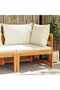 Corner Sofa with Cream White Cushions Solid Acacia Wood
