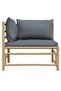 Garden Corner Sofa with Dark Grey Cushions Bamboo - 4