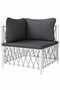 Garden Corner Sofa with Cushions White Woven Fabric - 2